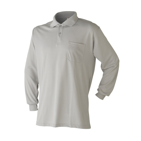吸汗速乾長袖ポロシャツ【470015-ATK】 07.グレー