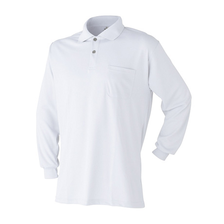 吸汗速乾長袖ポロシャツ【470015-ATK】 09.ホワイト