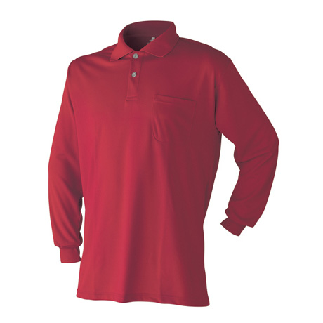 吸汗速乾長袖ポロシャツ【470015-ATK】 10.レッド
