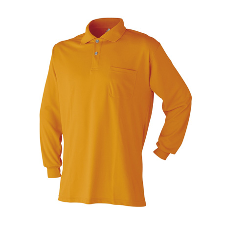 吸汗速乾長袖ポロシャツ【470015-ATK】 17.オレンジ