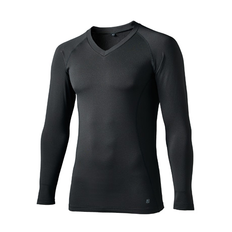 長袖Vネックアンダーレイヤー【47142-KRO】 49.ブラック