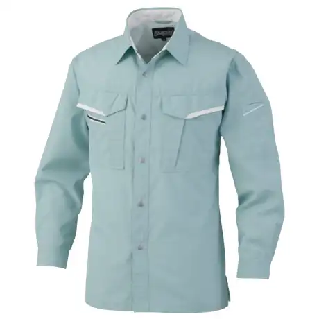 作業服 長袖シャツ グリーン×シルバーグレー 【475-BBO】 