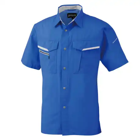 作業服 半袖シャツ ロイヤルブルー×シルバーグレー 【476-BBO】 