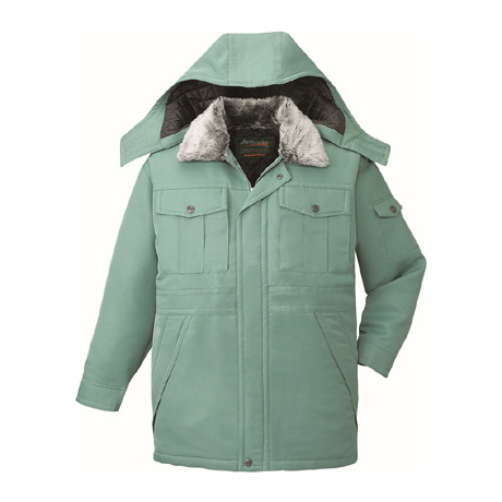 エコ防寒コート（フード付）【48273-JIC】 C062.スモークグリーン