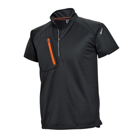 FLASH ショートスリーブハーフジップ【5015-TSD】 95.ブラック