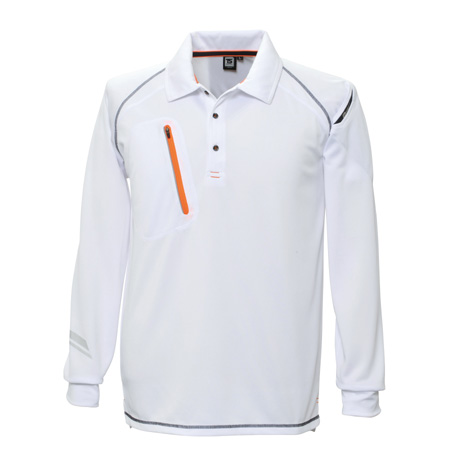 FLASH 長袖ポロシャツ【5075-TSD】 05.ホワイト