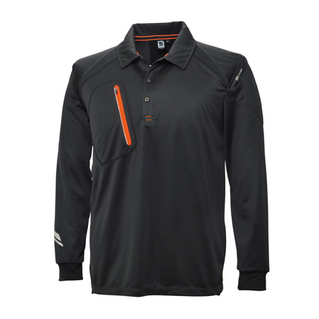FLASH 長袖ポロシャツ【5075-TSD】 95.ブラック