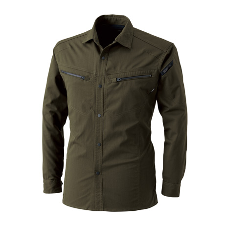 LIGHT TEC ロングスリーブシャツ【5305-TSD】 55.カーキグリーン