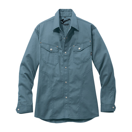 ワイルド長袖シャツ【55104-JIC】 C082.ミストブルー