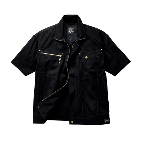 シンプル半袖ジャンパー【55510-JIC】 C044.ブラック