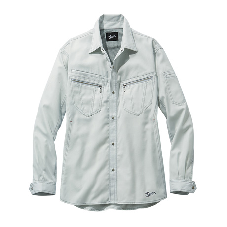 カジュアルワーク長袖シャツ【55804-JIC】 C036.シルバー