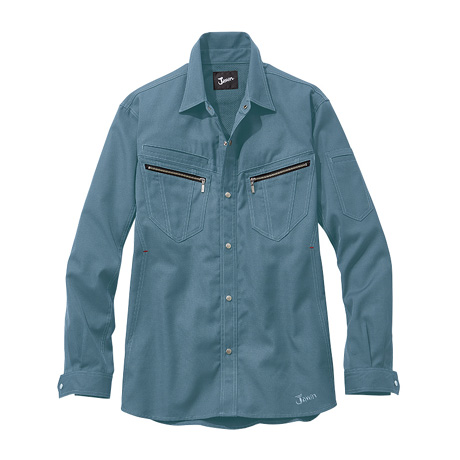 カジュアルワーク長袖シャツ【55804-JIC】 C082.ミストブルー