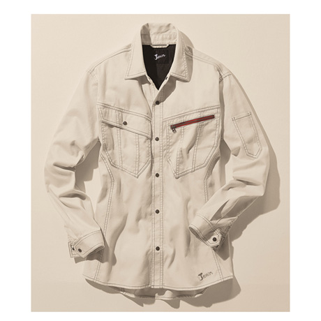 カジュアル長袖シャツ【55904-JIC】 C017.アイボリー