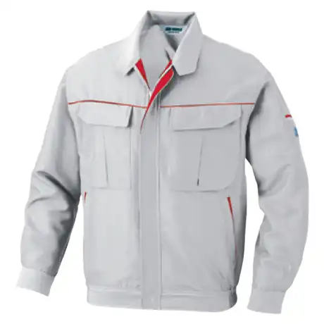 作業服 長袖ブルゾン シルバーグレー×レッド 【5627-BBO】 