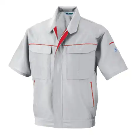 作業服 長袖ブルゾン シルバーグレー×レッド 【5628-BBO】 