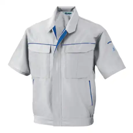 作業服 長袖ブルゾン シルバーグレー×ブルー 【5628-BBO】 