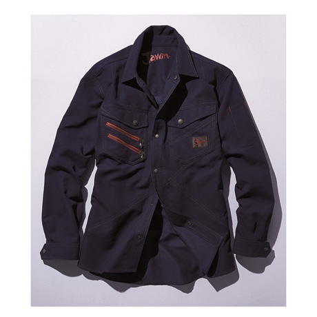 高伸縮袖シャツ【56304-JIC】 C011.ネービー