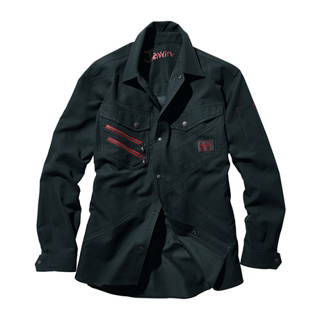 高伸縮袖シャツ【56304-JIC】 C131.シックブラック