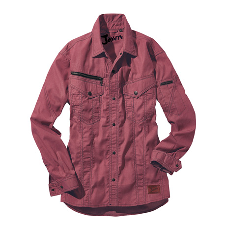 ステッチ長袖シャツ【56404-JIC】 C035.ワイン