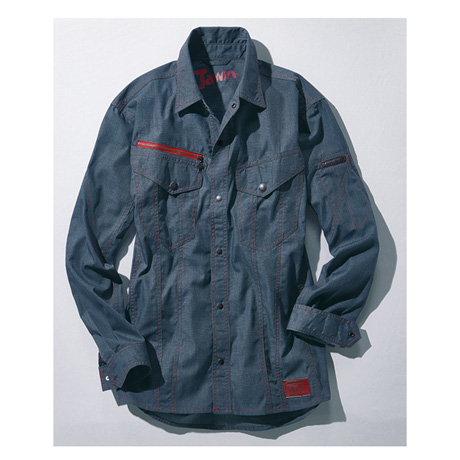 ステッチ長袖シャツ【56404-JIC】 C143.インディゴ