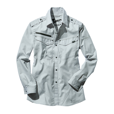 消臭・抗菌長袖シャツ【56604-JIC】 C036.シルバー