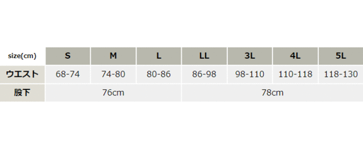 防水防寒パンツ【57172-KRO】 サイズ表