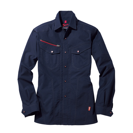 ストレッチ長袖シャツ【57204-JIC】 C011.ネービー