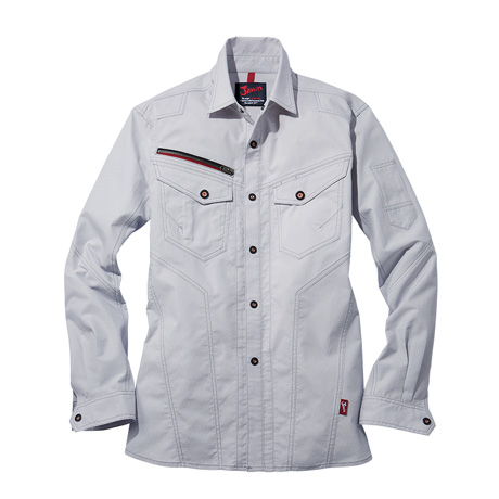 ストレッチ長袖シャツ【57204-JIC】 C036.シルバー