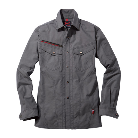 ストレッチ長袖シャツ【57204-JIC】 C123.スチールグレー