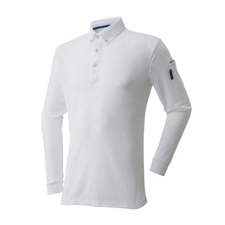 制電長袖ポロシャツ【60015-ATK】 09.ホワイト