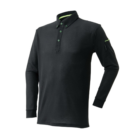 制電長袖ポロシャツ【60015-ATK】 11.ブラック