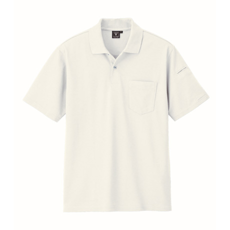 ペン差し付きカノコ半袖ポロシャツ【6020-XEB】 32.シロ