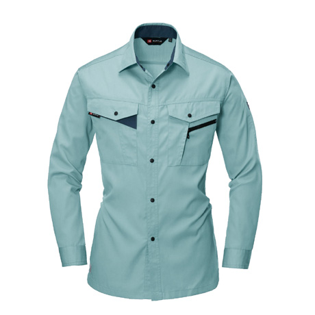 エコ長袖シャツ【6023-BAT】 1.アースグリーン