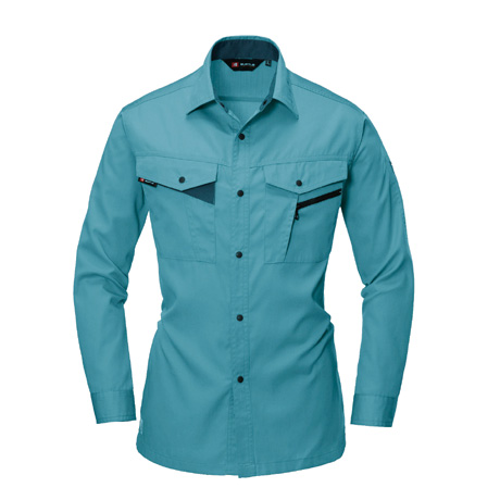 エコ長袖シャツ【6023-BAT】 4.ミストブルー