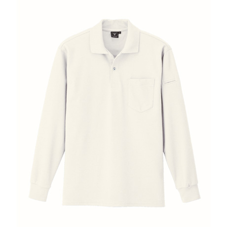 ペン差し付きカノコ長袖シャツ【6025-XEB】 32.シロ