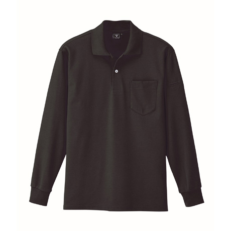 ペン差し付きカノコ長袖シャツ【6025-XEB】 90.クロ