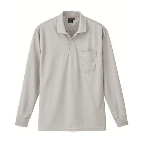吸汗速乾長袖ポロシャツ【6035-XEB】 22.シルバーグレー