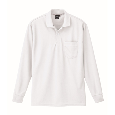吸汗速乾長袖ポロシャツ【6035-XEB】 32.シロ