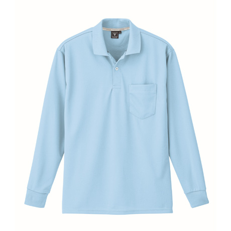 吸汗速乾長袖ポロシャツ【6035-XEB】 42.サックス