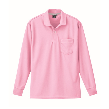 吸汗速乾長袖ポロシャツ【6035-XEB】 75.ピンク