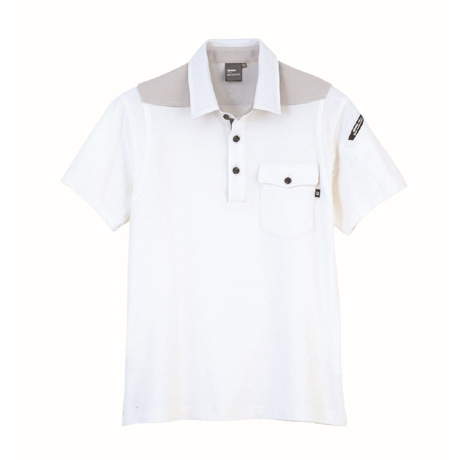 ストレッチ半袖ポロシャツ【6050-XEB】 32.シロ