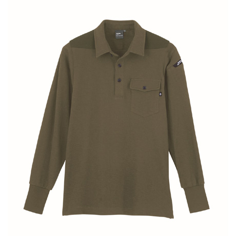 ストレッチ長袖ポロシャツ【6055-XEB】 62.アーミーグリーン