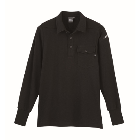 ストレッチ長袖ポロシャツ【6055-XEB】 90.クロ