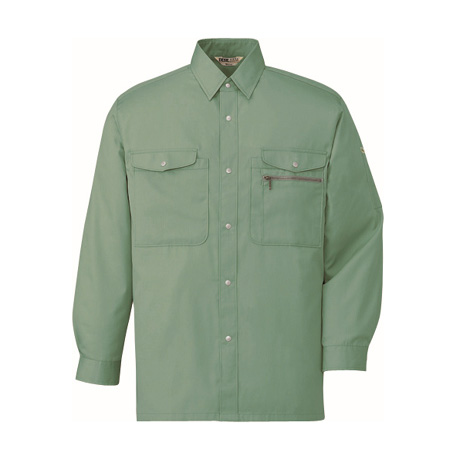 抗菌防臭長袖シャツ【606-JIC】 C062.スモークグリーン
