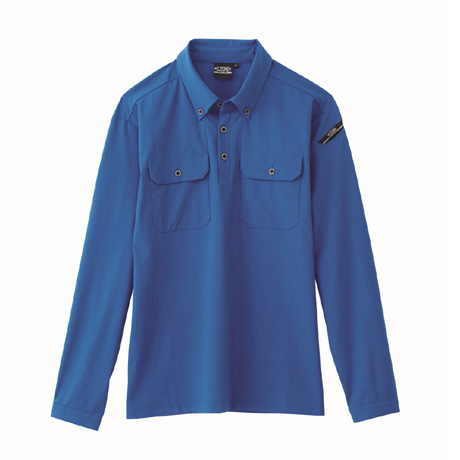 消臭機能付き長袖ポロシャツ【6085-XEB】 40.ブルー