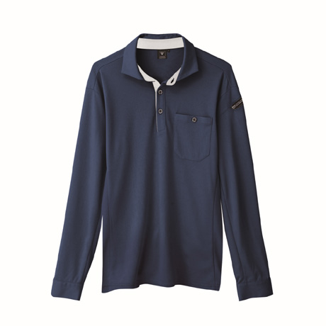 帯電防止長袖ポロシャツ【6095-XEB】 19.ディープネイビー