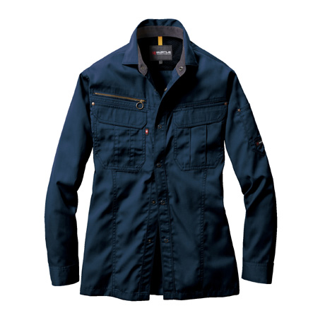 日本製ソフトツイル長袖シャツ【6103-BAT】 3.ネイビー