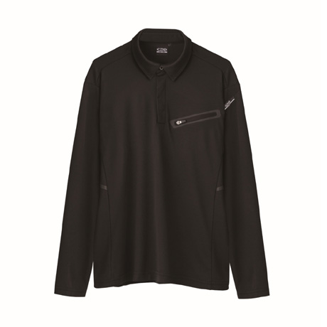 接触冷感長袖ポロシャツ【6115-XEB】 90.クロ