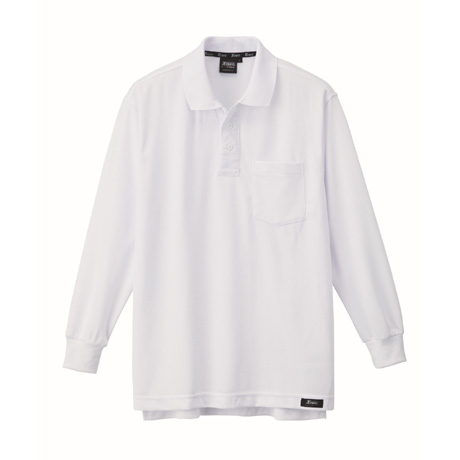 ハニカムメッシュ長袖ポロシャツ【6121-XEB】 32.シロ