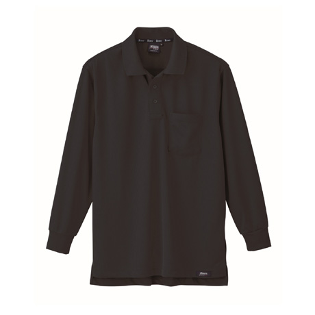 ハニカムメッシュ長袖ポロシャツ【6121-XEB】 90.クロ